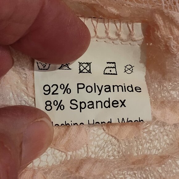 ADORN pale pink, stretch lace dress/tunic with bell flutter sleeves, size Large - Picture 13 of 16